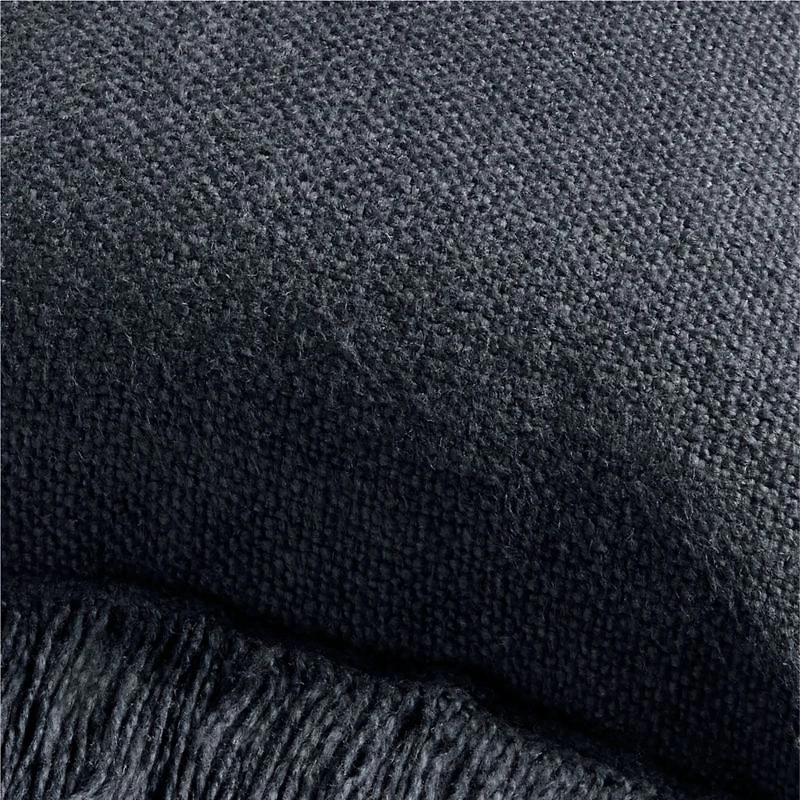 Casual Textured Fringe 24"x16" Deep Indigo Throw Pillow with Feather Insert