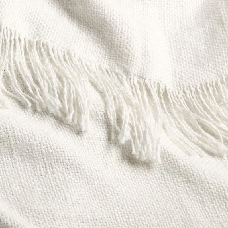Casual Textured Fringe 70"x55" Arctic Ivory Throw Blanket