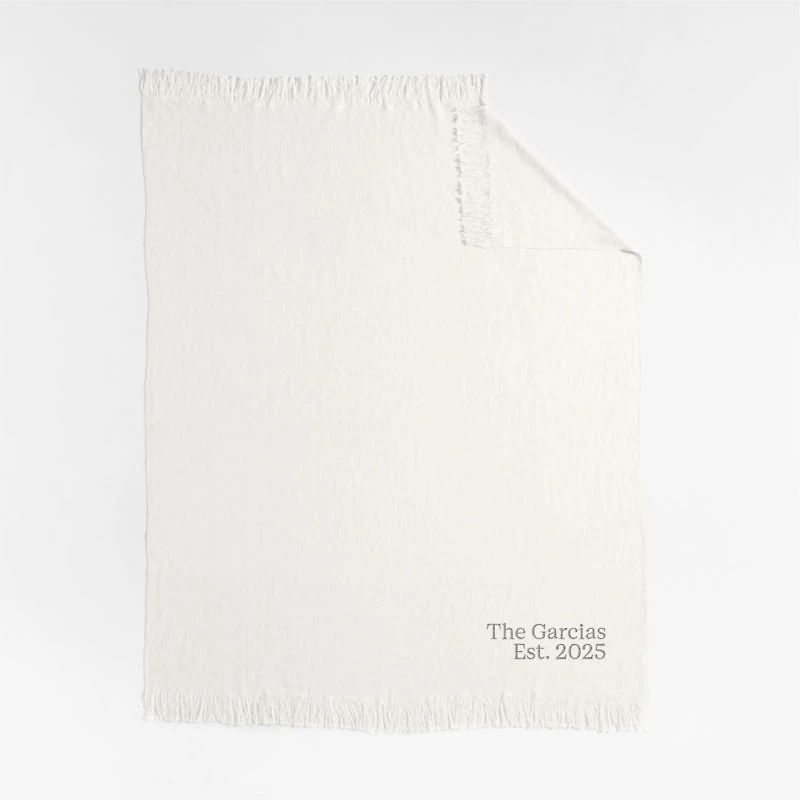 Casual Textured Fringe 70"x55" Arctic Ivory Throw Blanket
