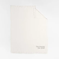 Casual Textured Fringe 70"x55" Arctic Ivory Throw Blanket