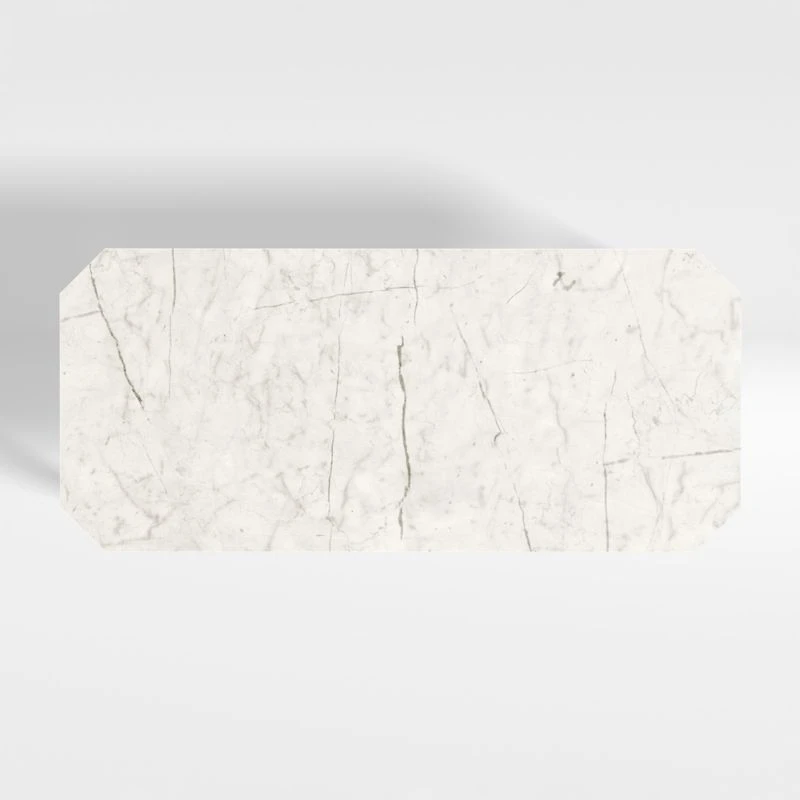 Catalyst 83" White Marble Dining Table with Black Base