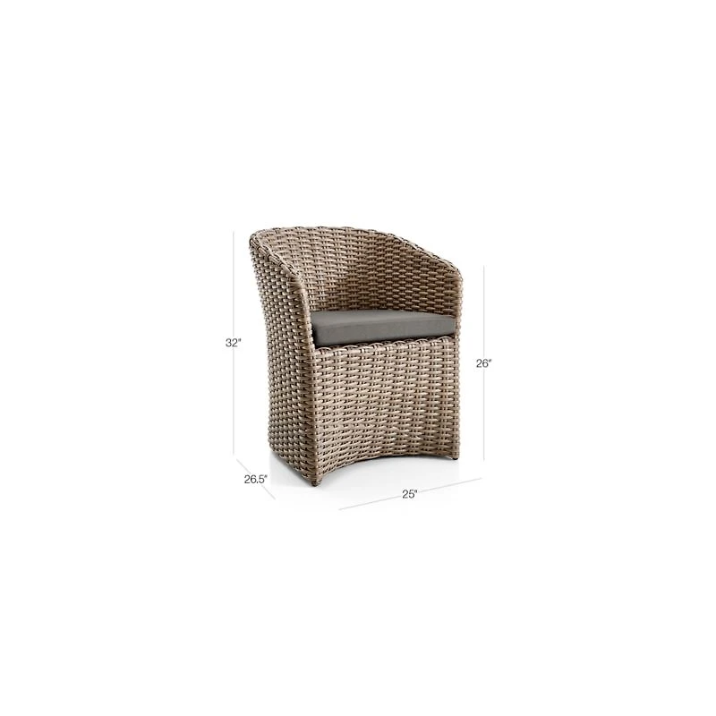 Abaco Resin Wicker Outdoor Dining Chair with Graphite Sunbrella ® Cushion
