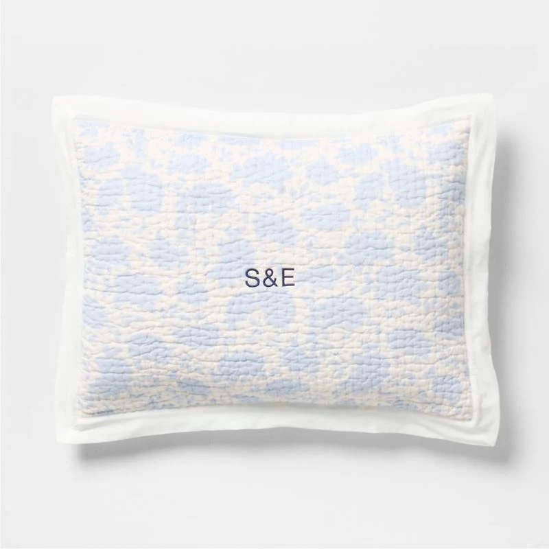 Celeste Cotton Light Blue Floral Standard Bed Pillow Sham