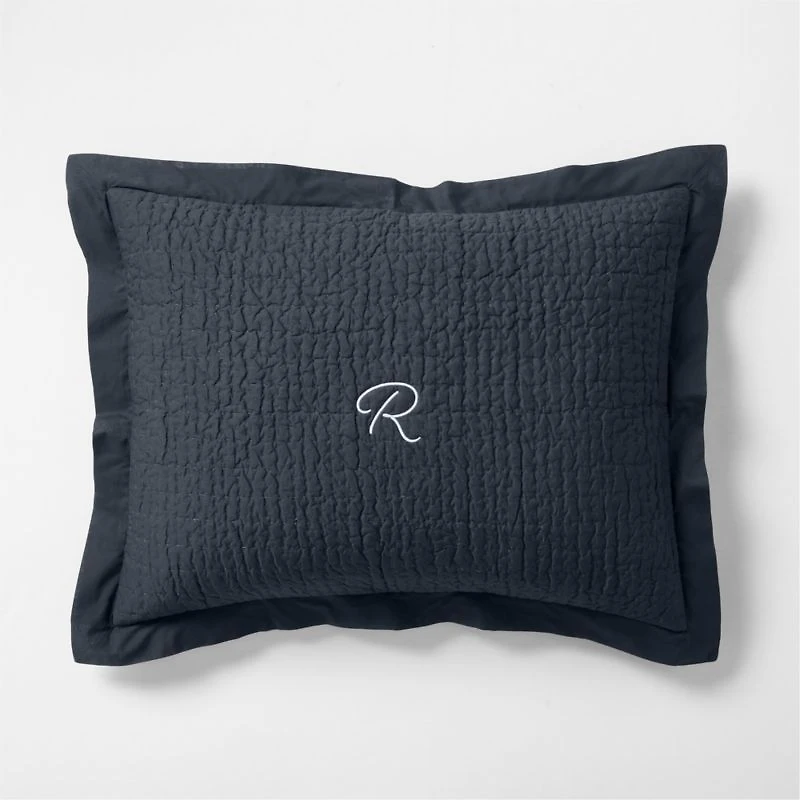 Celeste Organic Cotton Midnight Navy Blue Standard Bed Pillow Sham