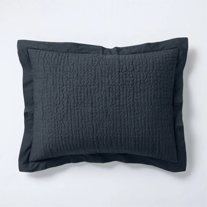 Celeste Organic Cotton Midnight Navy Blue Standard Bed Pillow Sham