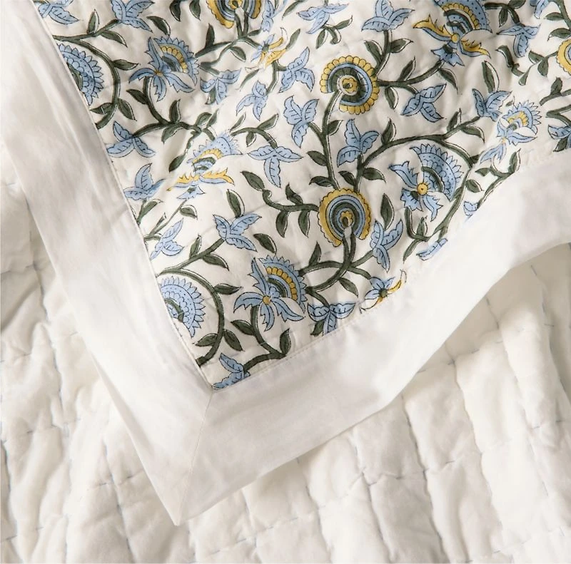 Celeste Organic Cotton Blue Vine Print Full/Queen Quilt