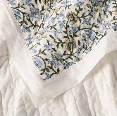 Celeste Organic Cotton Blue Vine Print Full/Queen Quilt