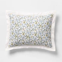 Celeste Organic Cotton Blue Vine Print Standard Quilted Bed Pillow Sham