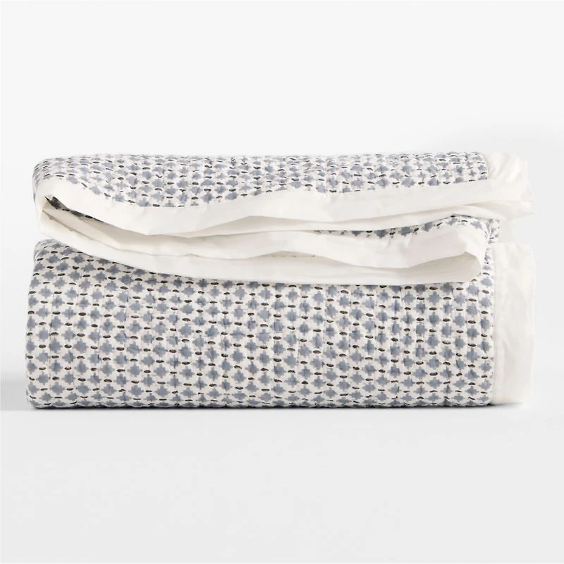 Celeste Organic Cotton Navy Diamond Print Full/Queen Quilt