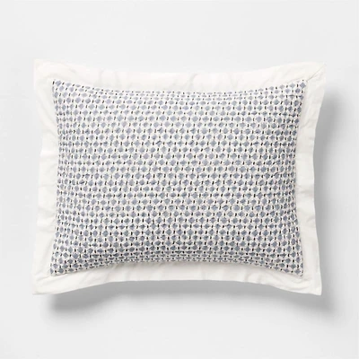 Celeste Organic Cotton Navy Diamond Print Quilted Standard Bed Pillow Sham