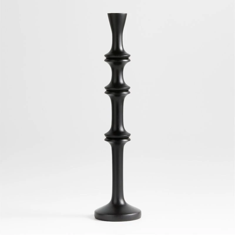 Century Black Acacia Wood Taper Candle Holder 20"