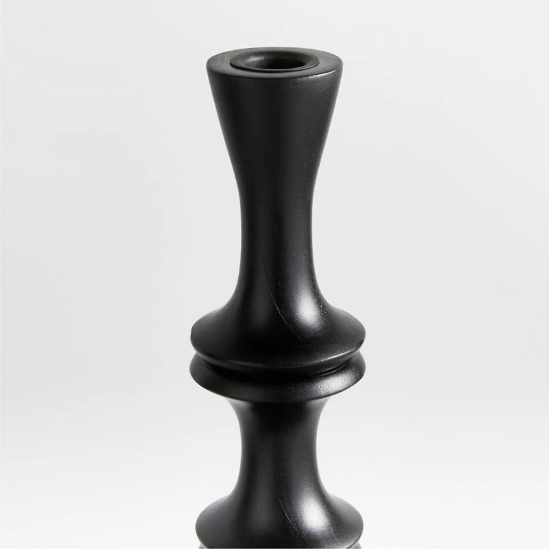 Century Black Acacia Wood Taper Candle Holder 20"