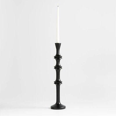 Century Black Acacia Wood Taper Candle Holder 20"