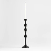 Century Black Acacia Wood Taper Candle Holder 20"