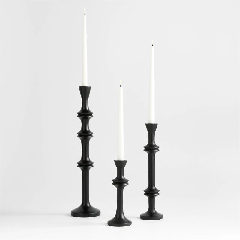 Century Black Acacia Wood Taper Candle Holder 20"