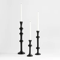 Century Black Acacia Wood Taper Candle Holder 20"