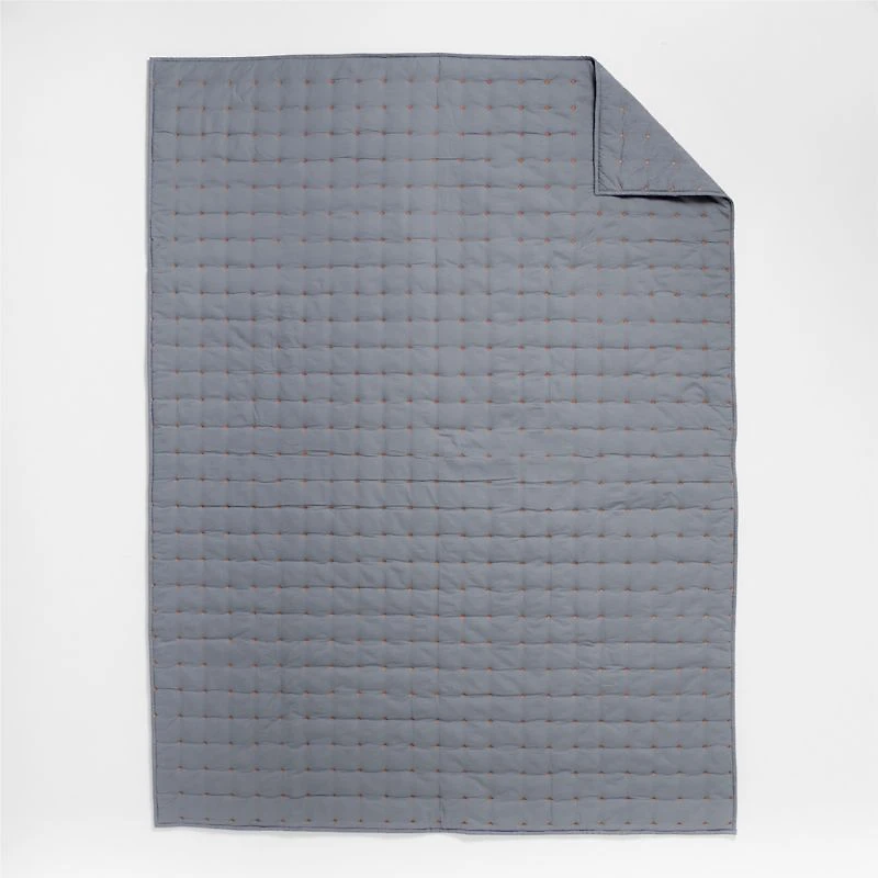 Classic Chambray Ashen Blue Organic Cotton Kids Full/Queen Quilt