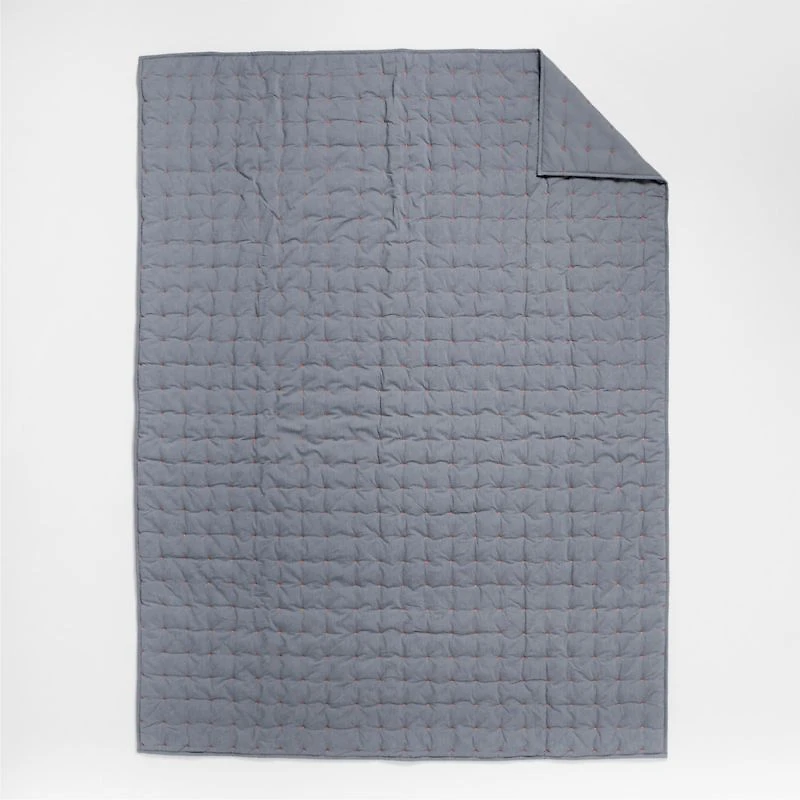 Classic Chambray Ashen Blue Organic Cotton Kids Full/Queen Quilt