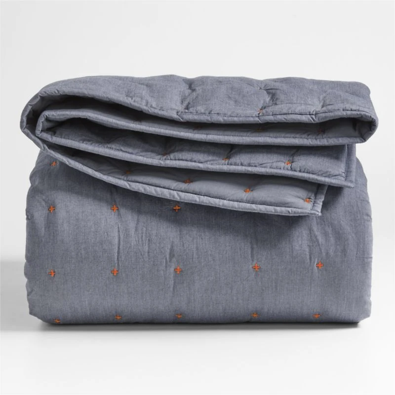 Classic Chambray Ashen Blue Organic Cotton Kids Full/Queen Quilt