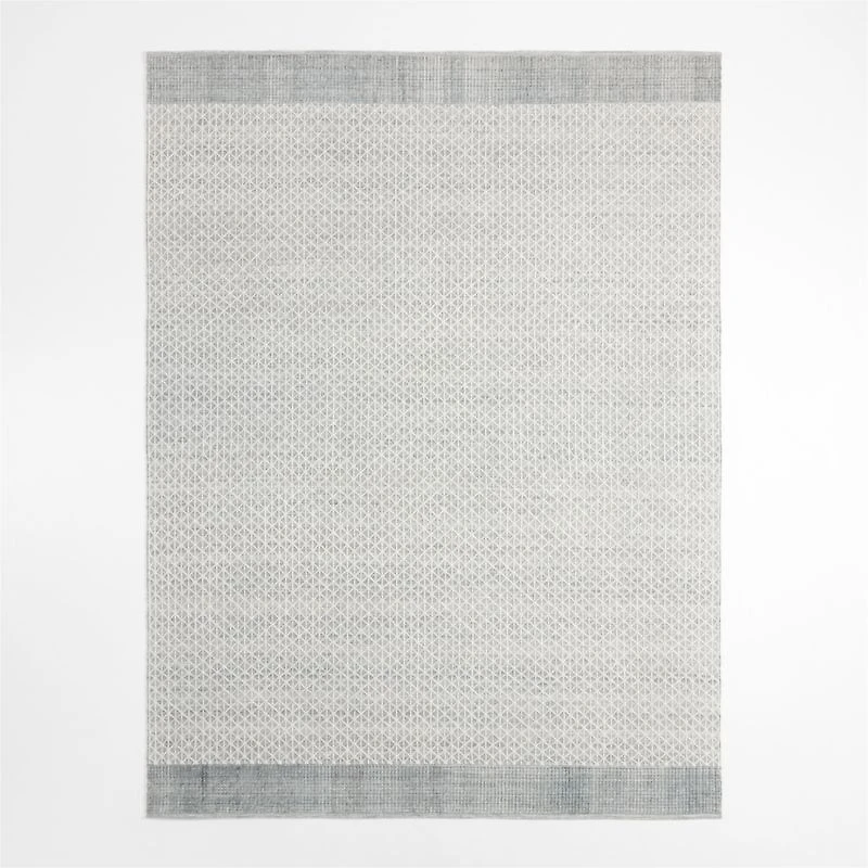 Chamonix Performance Wool-Blend Handwoven White Teal Area Rug 10'x14'