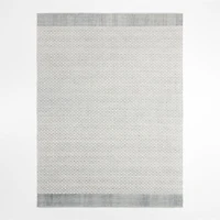 Chamonix Performance Wool-Blend Handwoven White Teal Area Rug 10'x14'