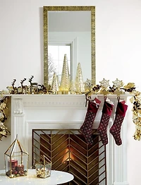 Chevron Antique Brass Fireplace Screen