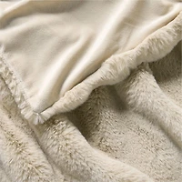 Channel Faux Fur 90"x90" Travertine Beige Bed Blanket