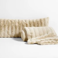 Channel Faux Fur 90"x90" Travertine Beige Bed Blanket
