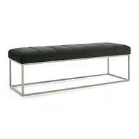 Channel Charcoal Velvet Bench with Stainless Steel Base