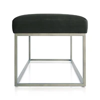 Channel Charcoal Velvet Bench with Stainless Steel Base