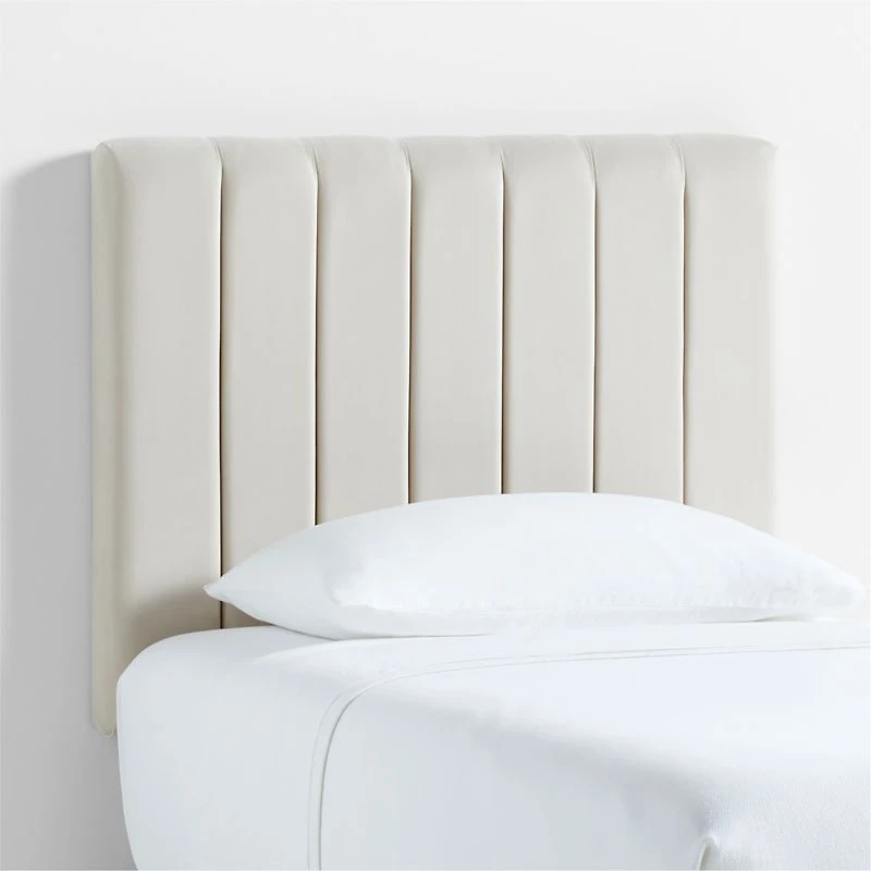 Channel Velvet Pearl White Twin Charging Wall-Mounted Headboard