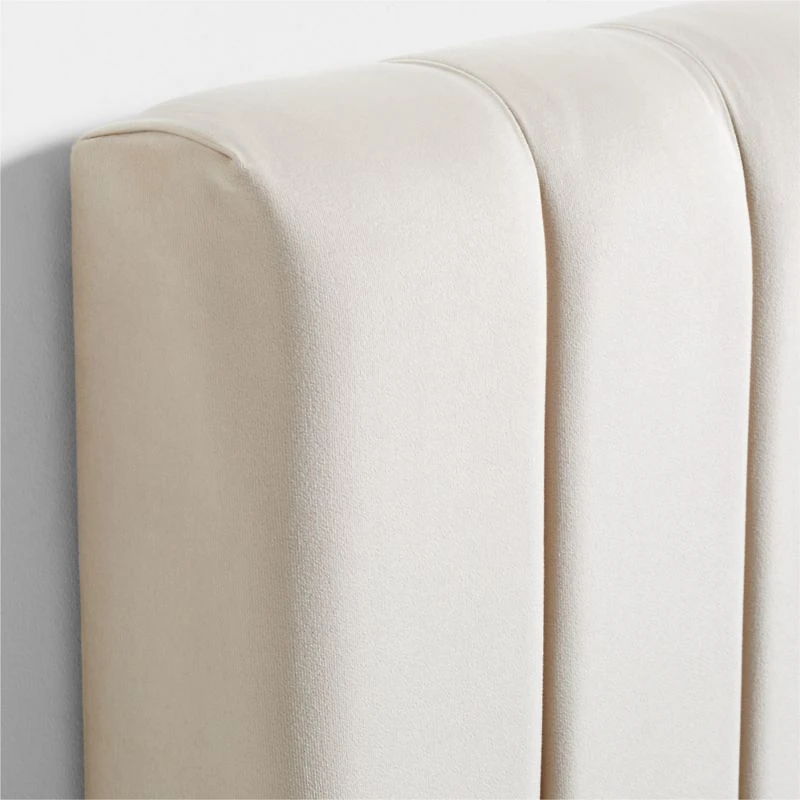 Channel Velvet Pearl White Twin Charging Wall-Mounted Headboard
