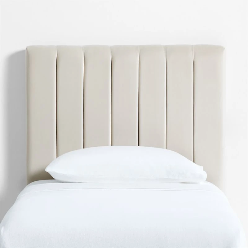 Channel Velvet Pearl White Twin Charging Wall-Mounted Headboard