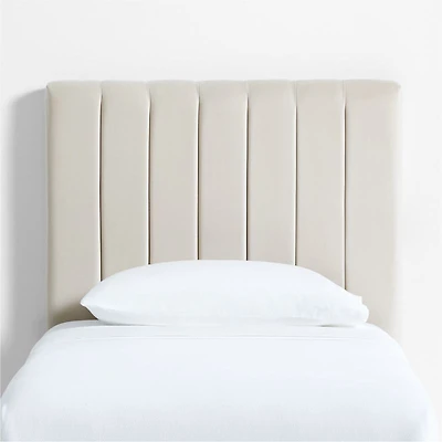 Channel Velvet Pearl White Twin Charging Wall-Mounted Headboard