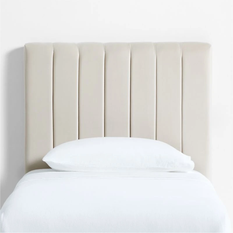 Channel Velvet Pearl White Twin Charging Wall-Mounted Headboard