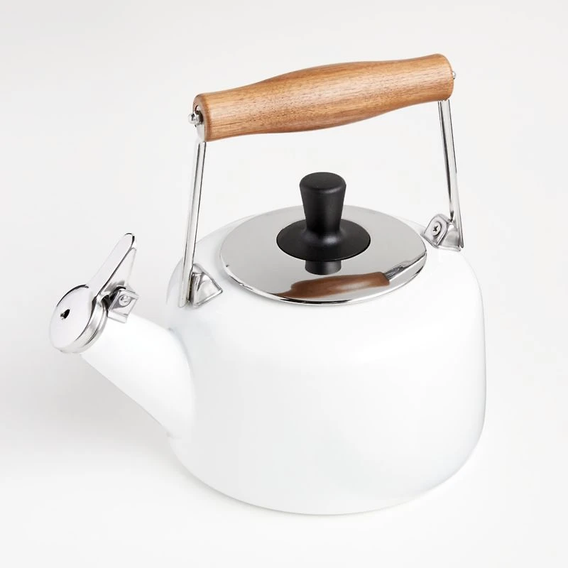 Chantal Sven Matte White Tea Kettle with Wood Handle
