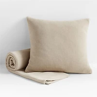 Chantilly Warm Sand Beige Knit 23"x23" Throw Pillow Cover