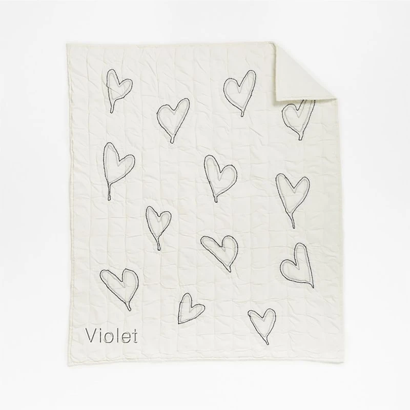Charcoal Heart Organic Cotton Baby Crib Quilt by Leanne Ford