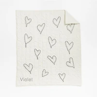Charcoal Heart Organic Cotton Baby Crib Quilt by Leanne Ford