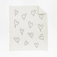 Charcoal Heart Organic Cotton Baby Crib Quilt by Leanne Ford