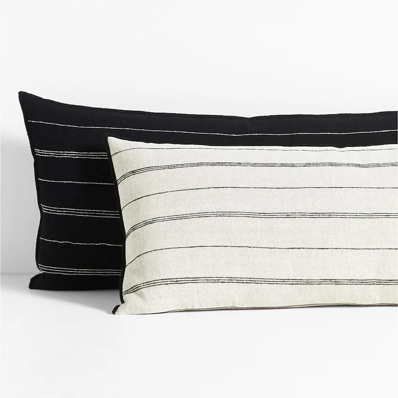 Chatou Organic Cotton Arctic Ivory Stripe 36x16 Throw Pillow Cover