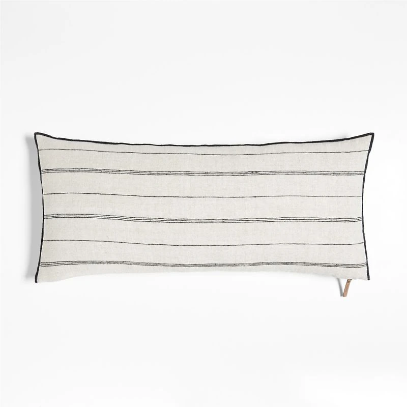 Chatou Organic Cotton Arctic Ivory Stripe 36x16 Throw Pillow Cover