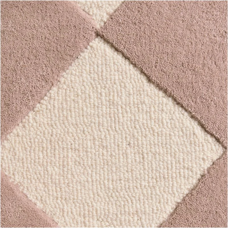 Checkerboard Purple Wool Kids Area Rug 8'x10'