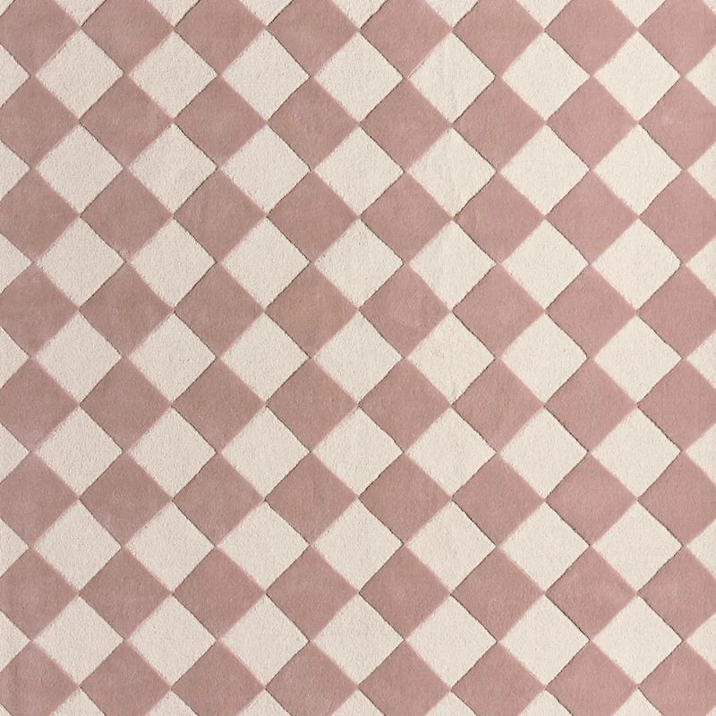 Checkerboard Purple Wool Kids Area Rug 8'x10'