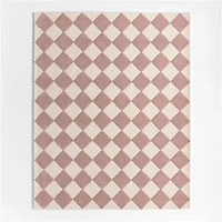 Checkerboard Purple Wool Kids Area Rug 8'x10'