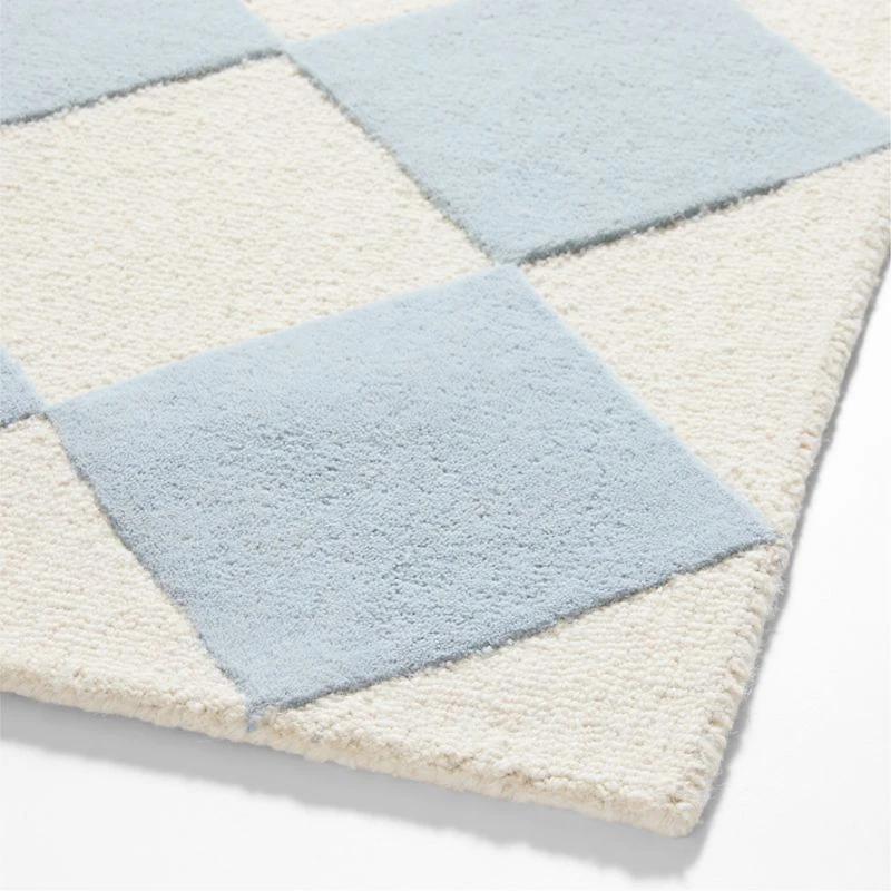 Checkerboard Wool Kids Area Rug 5'x8