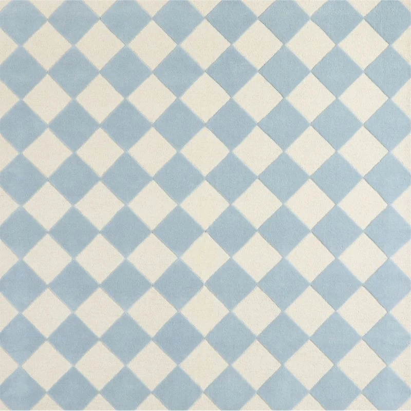 Checkerboard Wool Kids Area Rug 5'x8