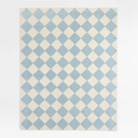 Checkerboard Wool Kids Area Rug 5'x8