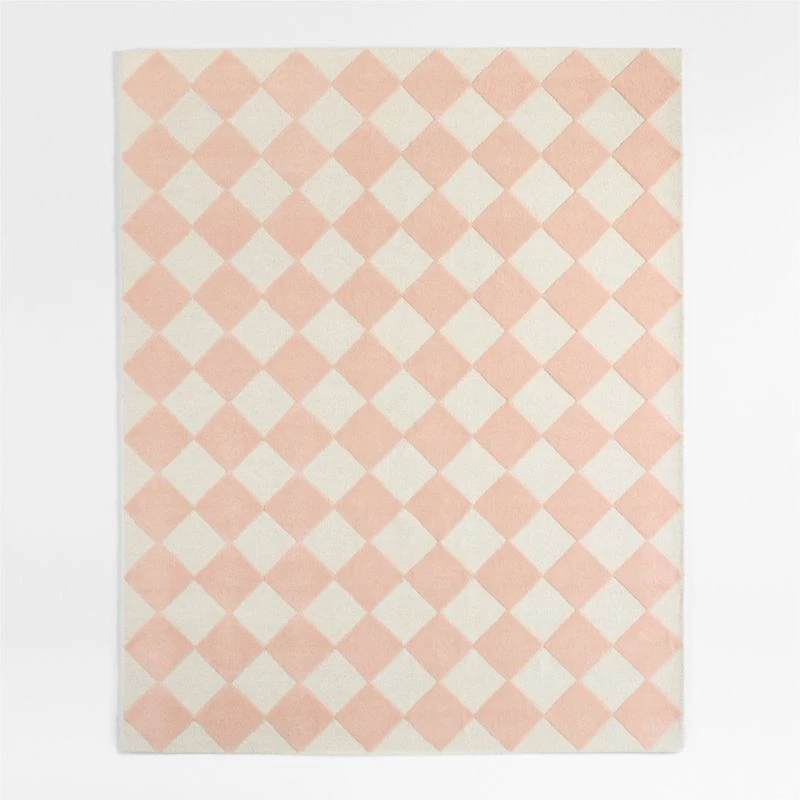Checkerboard Wool Kids Area Rug 6'x9