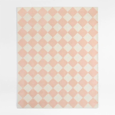 Checkerboard Wool Kids Area Rug 6'x9